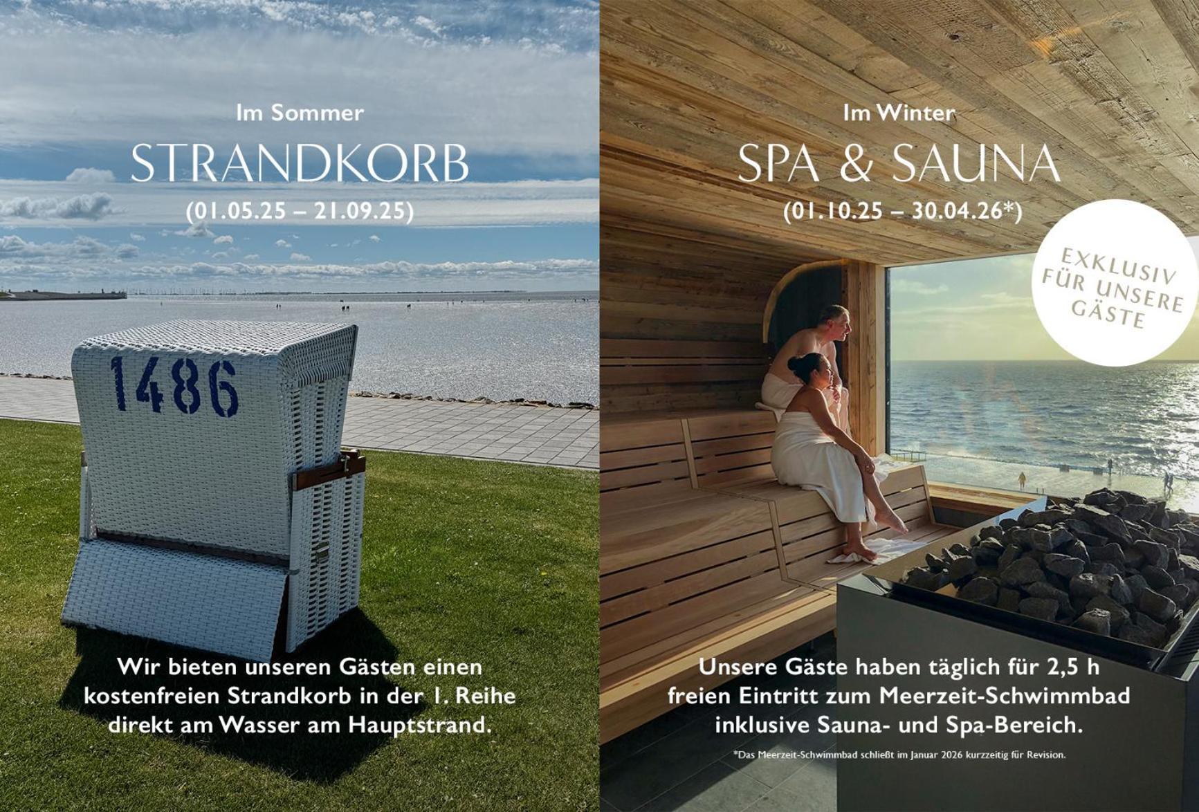Seaside Rooms - Design-Apartment Mit Balkon & Parkplatz - Inklusive Strandkorb Direkt Am Wasser Und Spa & Sauna Saisonal Büsum Exterior foto
